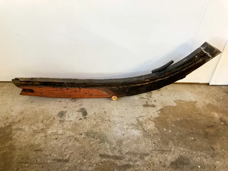 Dugout canoe offcut lying on the gallery floor