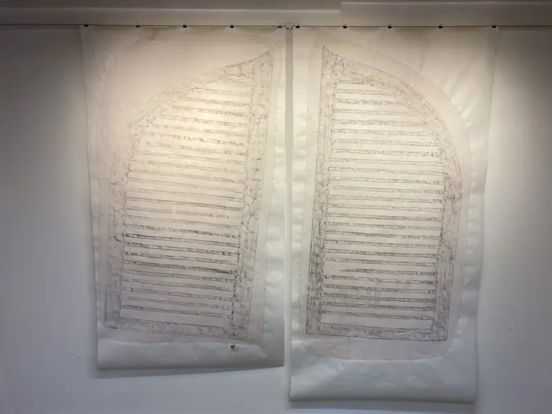 Graphite rubbings of Swahili shutters on Japanese paper